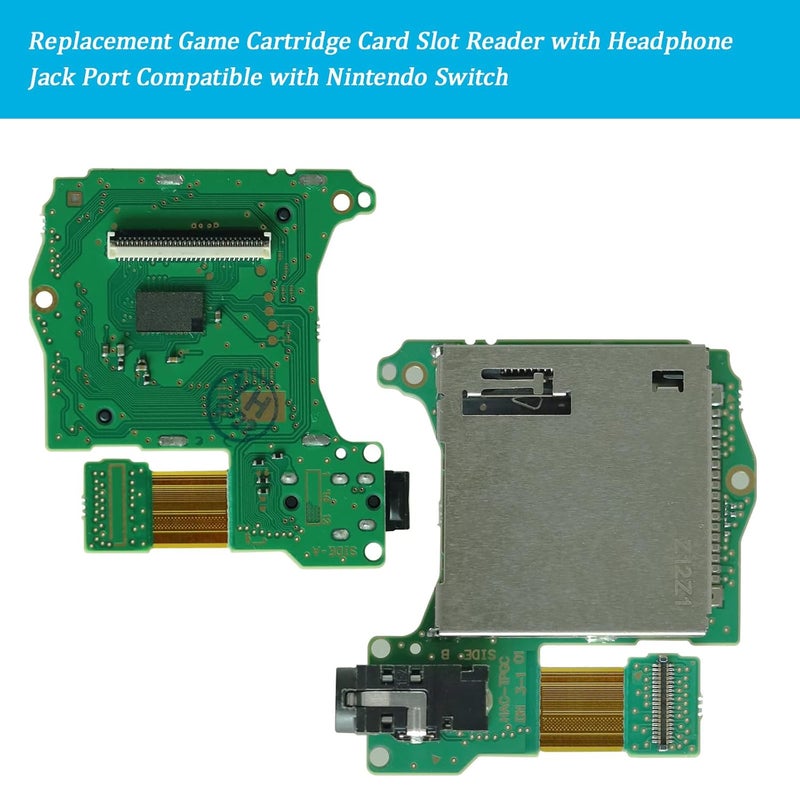 Veanic Compatible with Nintendo Switch, Replacement Game Card Cartridge Reader Slot with Headphones Jack Plug Port Repair Part for Switch with Tools - Image 3